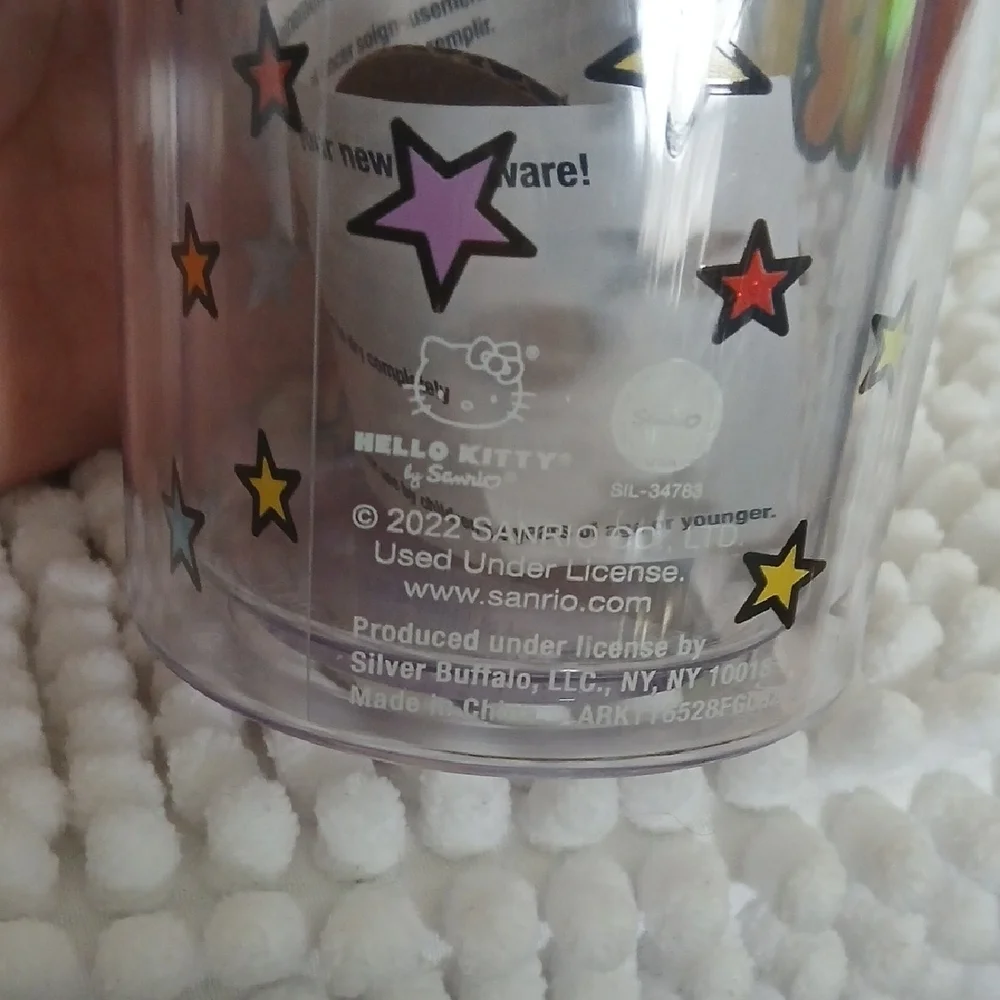Hello‎ Kitty Colorful Girly SHINE BRIGHT Tumbler with Red Lid and Colorful Stars